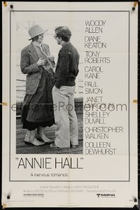 7p0375 ANNIE HALL 1sh 1977 full-length Woody Allen & Diane Keaton in a nervous romance!