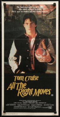 7p0220 ALL THE RIGHT MOVES Aust daybill 1984 close up of high school football player Tom Cruise!