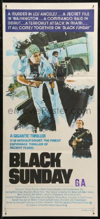 7p0228 BLACK SUNDAY Aust daybill 1977 Frankenheimer, Goodyear Blimp disaster at the Super Bowl!