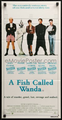 7p0253 FISH CALLED WANDA Aust daybill 1988 John Cleese, Curtis, Kline & Palin in police line up!