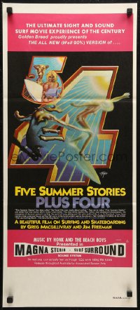 7p0255 FIVE SUMMER STORIES PLUS FOUR Aust daybill 1976 really cool surfing artwork by Rick Griffin!