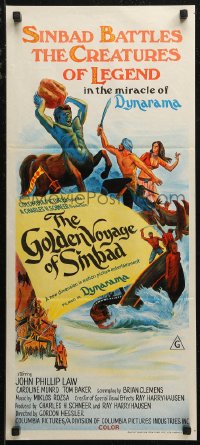 7p0262 GOLDEN VOYAGE OF SINBAD Aust daybill 1973 Ray Harryhausen, cool fantasy art!