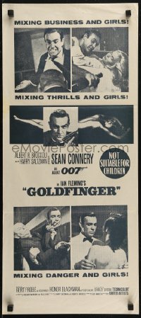 7p0263 GOLDFINGER Aust daybill R1960s images of Sean Connery as James Bond + gold Shirley Eaton!
