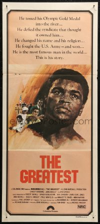 7p0264 GREATEST Aust daybill 1977 art of heavyweight boxing champ Muhammad Ali by Putzu!