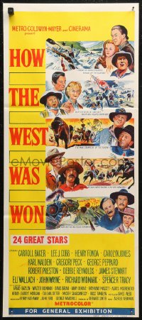 7p0268 HOW THE WEST WAS WON Aust daybill 1964 John Ford, Debbie Reynolds, Gregory Peck!