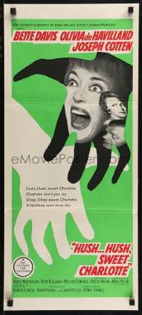 7p0271 HUSH...HUSH, SWEET CHARLOTTE Aust daybill 1965 Bette Davis, Olivia de Havilland, Aldrich!