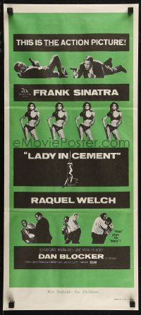 7p0275 LADY IN CEMENT Aust daybill 1968 Sinatra with a .45 & sexy Raquel Welch with a 37-22-35!
