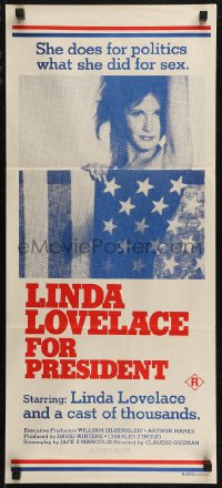 7p0278 LINDA LOVELACE FOR PRESIDENT Aust daybill 1975 Micky Dolenz, wacky sexy image, different!