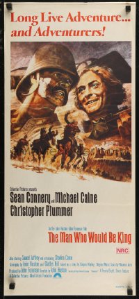 7p0279 MAN WHO WOULD BE KING Aust daybill 1975 art of Sean Connery & Michael Caine by Tom Jung!