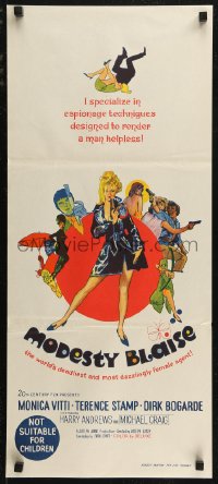 7p0284 MODESTY BLAISE Aust daybill 1966 different art of sexiest female secret agent Monica Vitti!