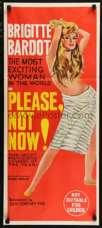 7p0293 ONLY FOR LOVE Aust daybill 1963 sexy full-length Brigitte Bardot, Vadim's Please, Not Now!