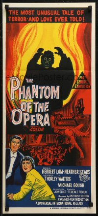 7p0294 PHANTOM OF THE OPERA Aust daybill 1962 Hammer horror, Herbert Lom, different artwork!