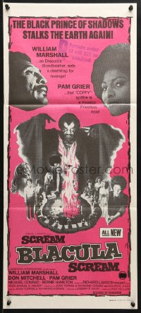 7p0305 SCREAM BLACULA SCREAM Aust daybill 1973 image of black vampire William Marshall & Pam Grier!