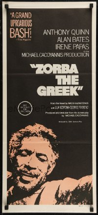 7p0333 ZORBA THE GREEK Aust daybill 1965 Anthony Quinn, Irene Papas, Alan Bates, Michael Cacoyannis