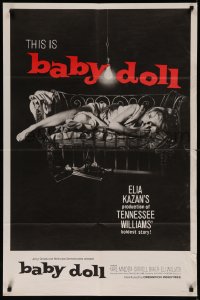7p0384 BABY DOLL 1sh R1970 Elia Kazan, classic image of sexy troubled teen Carroll Baker!
