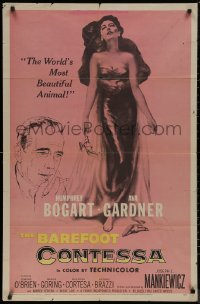 7p0392 BAREFOOT CONTESSA 1sh 1954 Humphrey Bogart & art of sexiest full-length Ava Gardner!