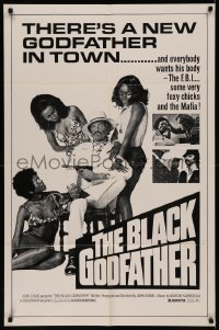 7p0412 BLACK GODFATHER 1sh R1970s the FBI, foxy chicks and the Mafia want his body!