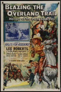 7p0418 BLAZING THE OVERLAND TRAIL chapter 6 1sh 1956 Glenn Cravath art of Heroes of the Pony Express!