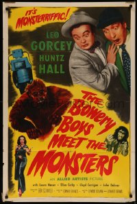 7p0435 BOWERY BOYS MEET THE MONSTERS 1sh 1954 Huntz Hall & Leo Gorcey with wacky ape!