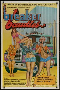 7p0440 BREAKER BEAUTIES 1sh 1977 sexy trucker girls in bikinis with CB radios, a big 10-4 for sure!