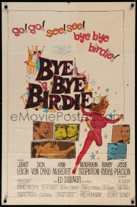 7p0455 BYE BYE BIRDIE int'l 1sh 1963 cool artwork of sexy Ann-Margret dancing, Dick Van Dyke!