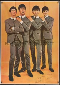 7p0024 BEATLES 39x55 commercial poster 1960s John, Paul, George & Ringo in matching suits & ties!