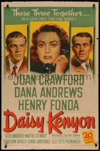 7p0510 DAISY KENYON 1sh 1947 Joan Crawford, Henry Fonda, Dana Andrews, directed by Otto Preminger!
