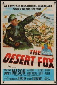 7p0522 DESERT FOX 1sh 1951 artwork of James Mason as Field Marshal Erwin Rommel at war!