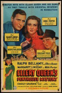 7p0552 ELLERY QUEEN'S PENTHOUSE MYSTERY 1sh 1941 Bellamy, Margaret Lindsay, Anna May Wong!