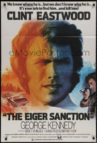 7p0336 EIGER SANCTION English 1sh 1975 Clint Eastwood's job was to find him & kill him, Mascii art!
