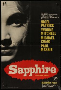 7p0339 SAPPHIRE English 1sh 1959 English mystery directed by Basil Dearden, don't tell her secret!