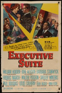 7p0567 EXECUTIVE SUITE 1sh 1954 William Holden, Barbara Stanwyck, Fredric March, June Allyson!