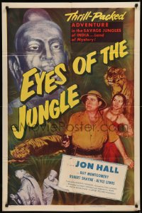 7p0573 EYES OF THE JUNGLE 1sh 1953 Jon Hall & Alyce Lewis in the savage jungles of India!