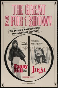 7p0576 FANNY HILL /INGA 1sh 1970s great 2 for 1, the screen's most notorious twosome come together!