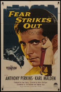 7p0581 FEAR STRIKES OUT 1sh 1957 Anthony Perkins as baseball player Jim Piersall!