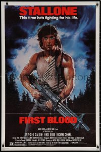 7p0587 FIRST BLOOD studio style 1sh 1982 artwork of Sylvester Stallone as John Rambo by Drew Struzan!