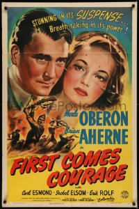 7p0588 FIRST COMES COURAGE style A 1sh 1943 Merle Oberon, Brian Aherne, directed by Dorothy Arzner!