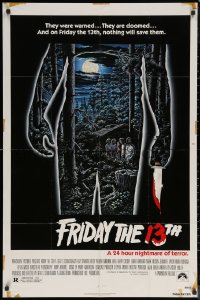 7p0600 FRIDAY THE 13th 1sh 1980 great Alex Ebel art, slasher classic, 24 hours of terror!