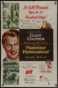 7p0603 FRIENDLY PERSUASION 1sh 1956 Gary Cooper will pleasure you in a hundred ways!