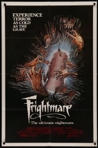 7p0604 FRIGHTMARE 1sh 1983 terror as cold as the grave, wild horror art of coffin and hands by Lamb!