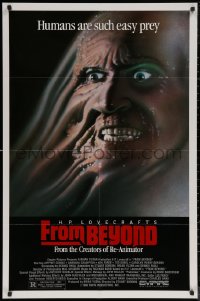 7p0605 FROM BEYOND 1sh 1986 H.P. Lovecraft, wild sci-fi horror image, humans are such easy prey!
