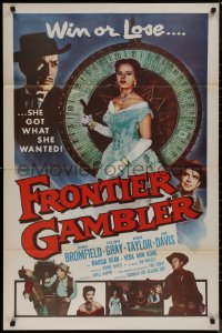 7p0607 FRONTIER GAMBLER int'l 1sh 1956 sexy Coleen Gray with gun by Big Six gambling reel!