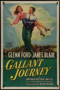 7p0610 GALLANT JOURNEY 1sh 1946 image of Glenn Ford carrying sexy Janet Blair + portraits!