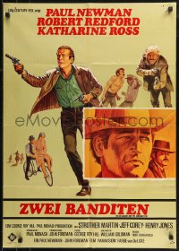 7p0109 BUTCH CASSIDY & THE SUNDANCE KID German 1969 Paul Newman, Robert Redford, Ross, Dill art!