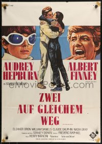 7p0128 TWO FOR THE ROAD German 1967 different art of Audrey Hepburn & Albert Finney, Stanley Donen!