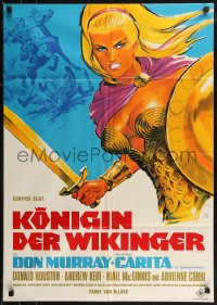 7p0130 VIKING QUEEN German 1967 Hammer, Don Murray, great art of Carita with sword by Klaus Dill!