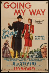 7p0629 GOING MY WAY 1sh 1944 Bing Crosby, Stevens & Barry Fitzgerald in Leo McCarey's classic!