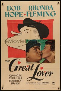 7p0633 GREAT LOVER 1sh 1949 great Hirschfeld art & photo of Bob Hope, Rhonda Fleming!