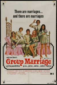 7p0640 GROUP MARRIAGE 1sh 1972 cool artwork of cast, the possibilities go on and on!