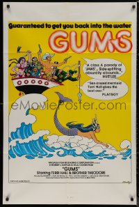 7p0642 GUMS 1sh 1976 sexy Jaws parody, wacky P.S. Bramley art of mermaid!